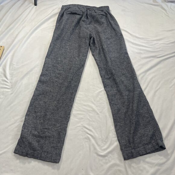 Susina XS Linen Blue Navy Heathered Wide Leg Pull On Drawstring Pants - Picture 8 of 9